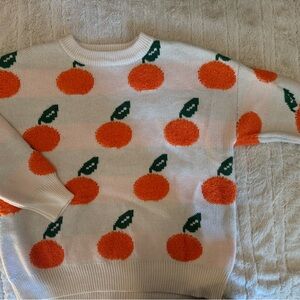 Cider White Sweater with Oranges